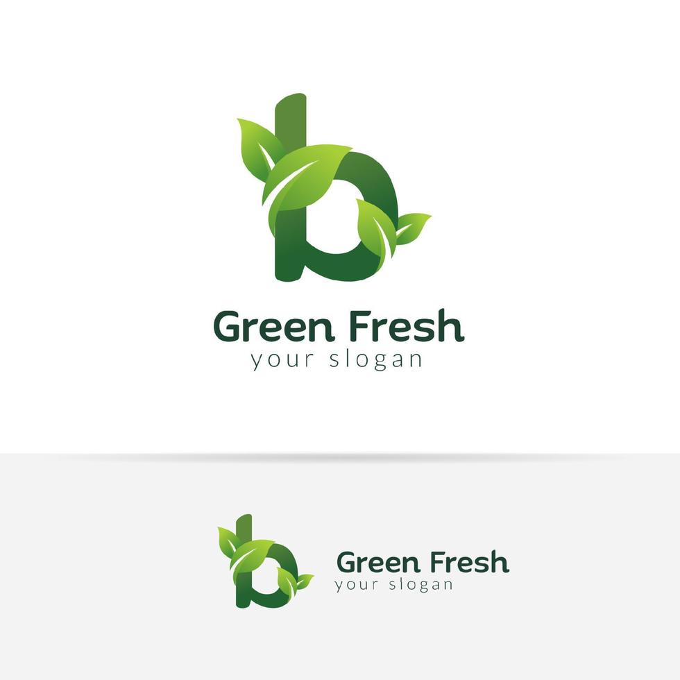 modèle de conception de logo eco vert lettre b. dessins vectoriels alphabet vert avec illustration de feuilles vertes et fraîches. vecteur