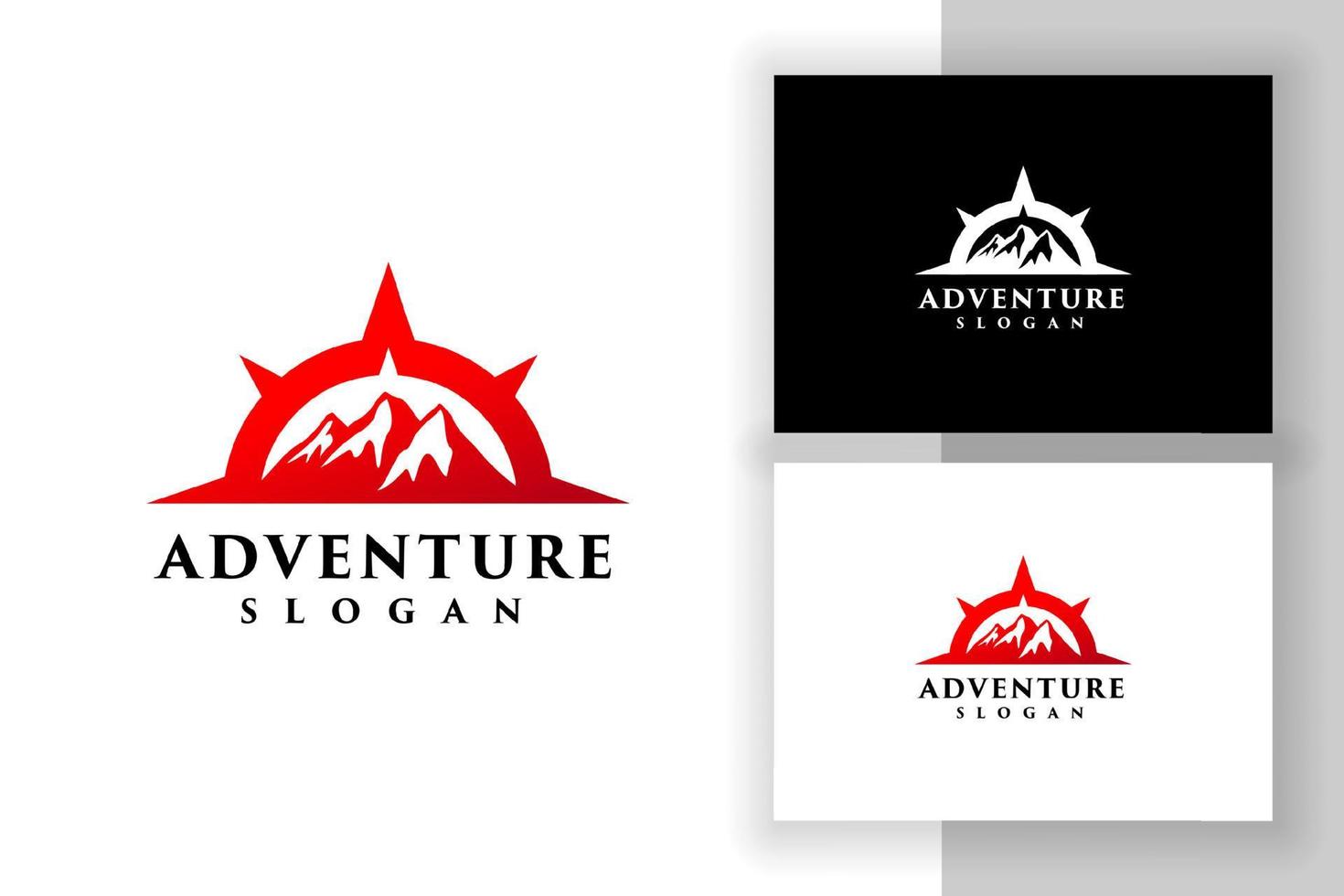 création de logo d'aventure en montagne. symbole d'icône de boussole vecteur