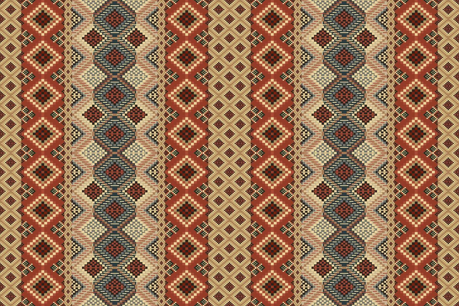 navajo tribal vecteur sans couture modèle. originaire de américain ornement. ethnique Sud occidental décor style. boho géométrique ornement. pixel sans couture modèle. mexicain couverture, tapis. tissé tapis illustration.