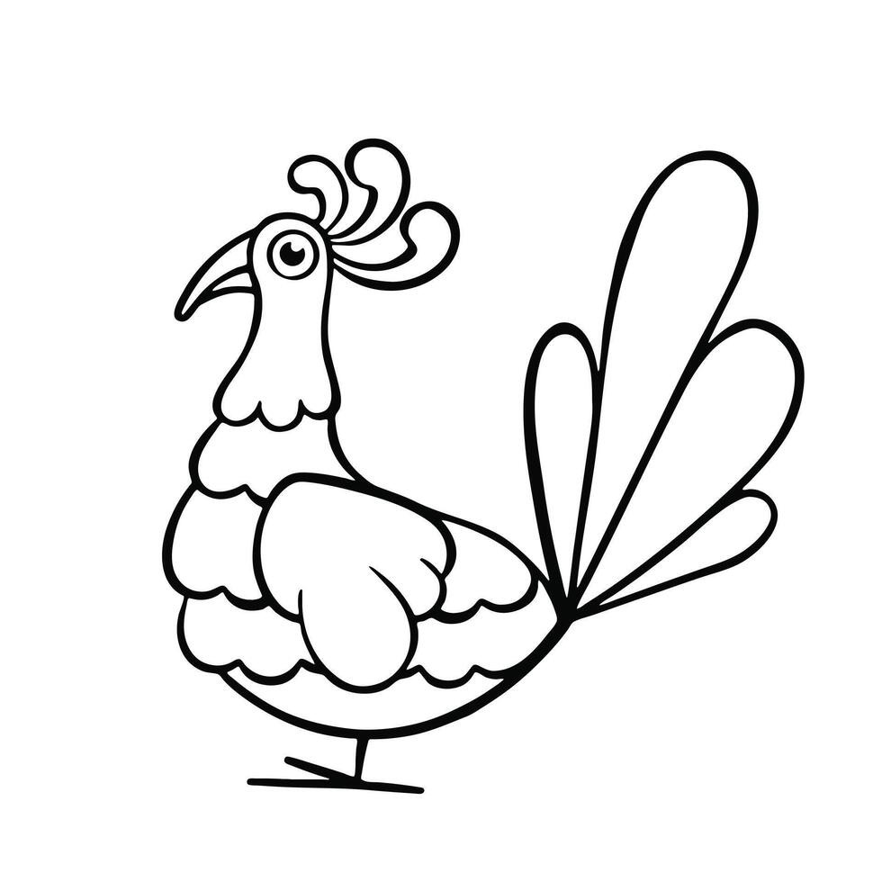 ligne paon oiseau esquisser, main tiré vecteur illustration