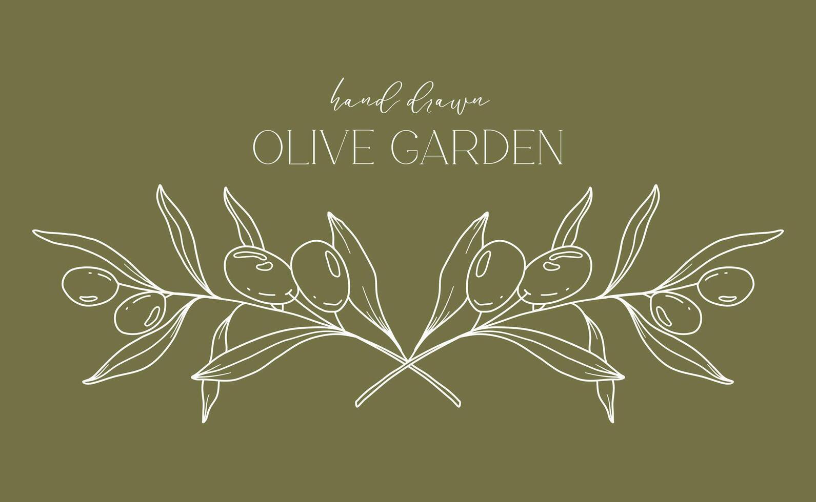 Olives ligne dessin. noir et blanc olive Cadre. olive couronne isolé. floral ligne art. bien ligne olive illustration. noir et blanc olive branches. main tiré olive. mariage invitation verdure vecteur