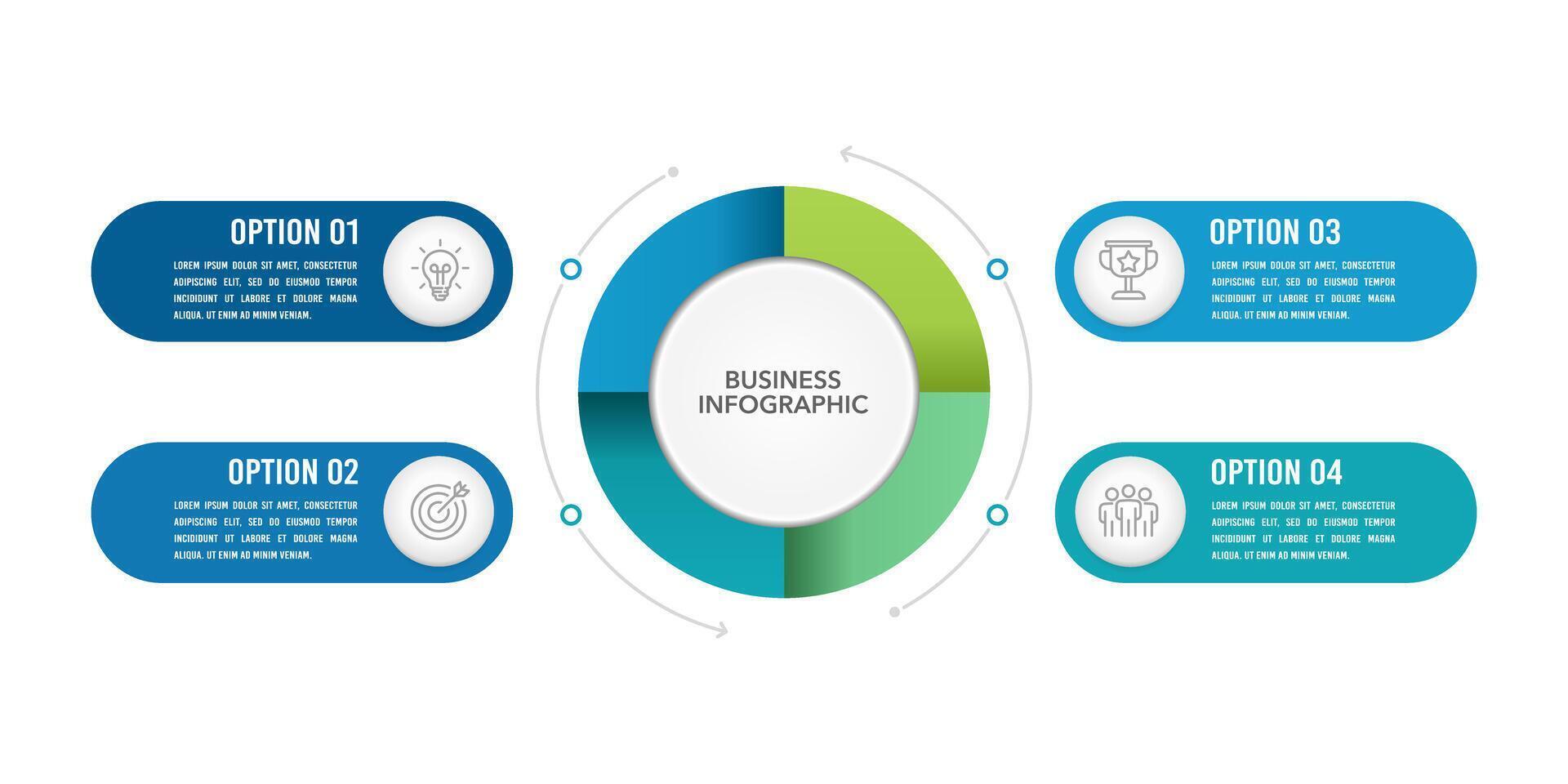 4 processus infographie conception modèle. diagramme, annuel rapport, affaires présentation, et organisation. vecteur illustration.