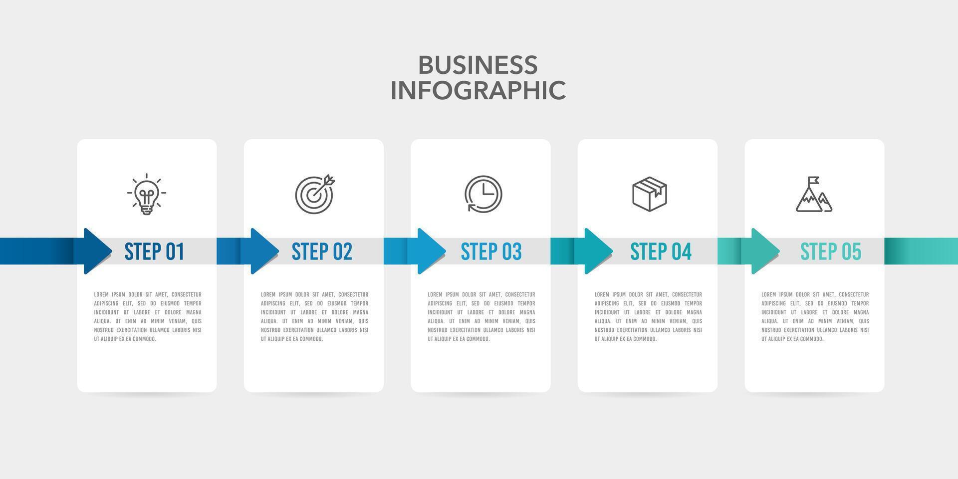 infographie processus avec 5 pas à succès. pouvez être utilisé pour présentation, flux de travail mise en page, diagramme, bannière. vecteur illustration.