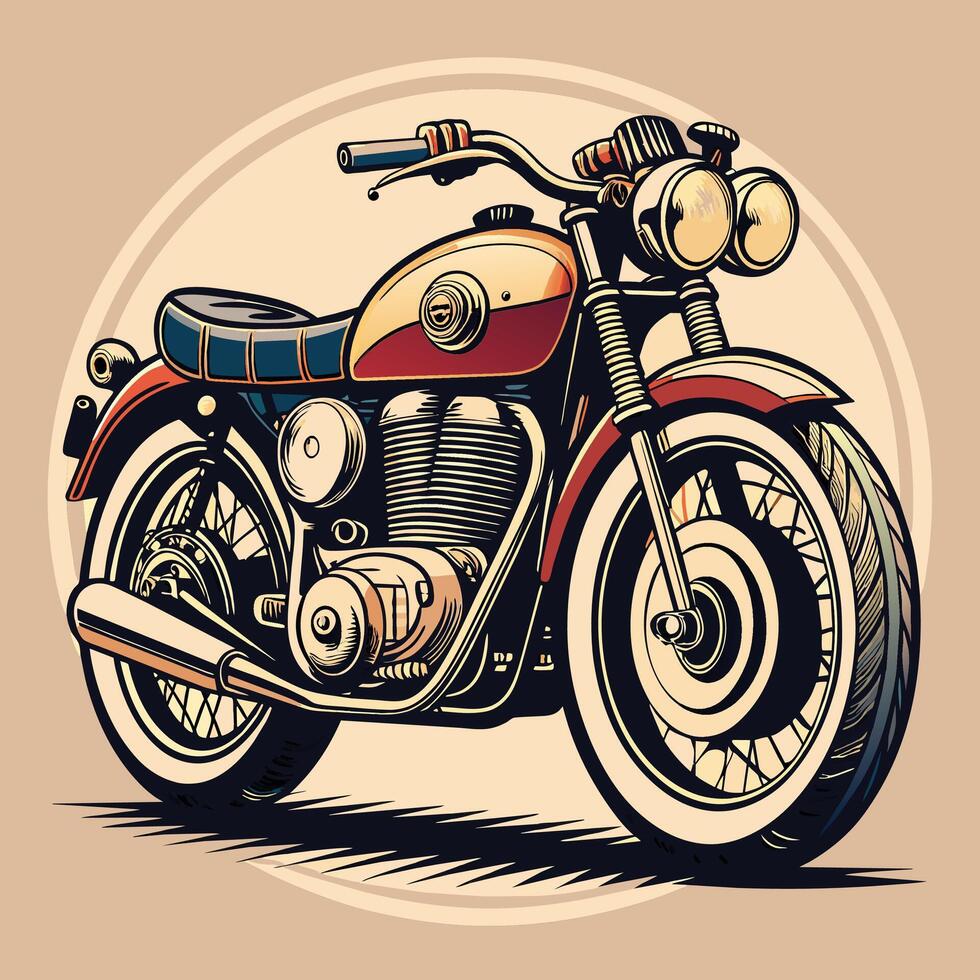 ancien moto. main tiré vecteur illustration pour T-shirt conception.