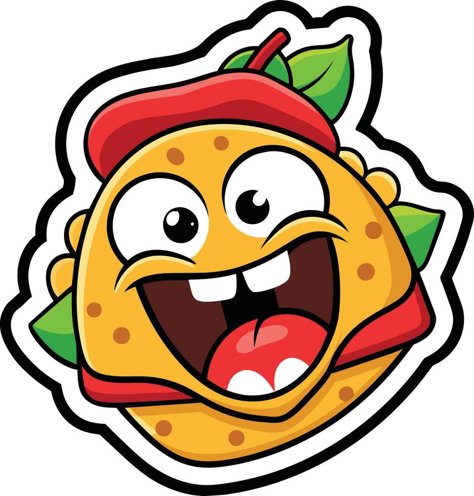 dessin animé illustration de une tortilla fruit mascotte personnage vecteur