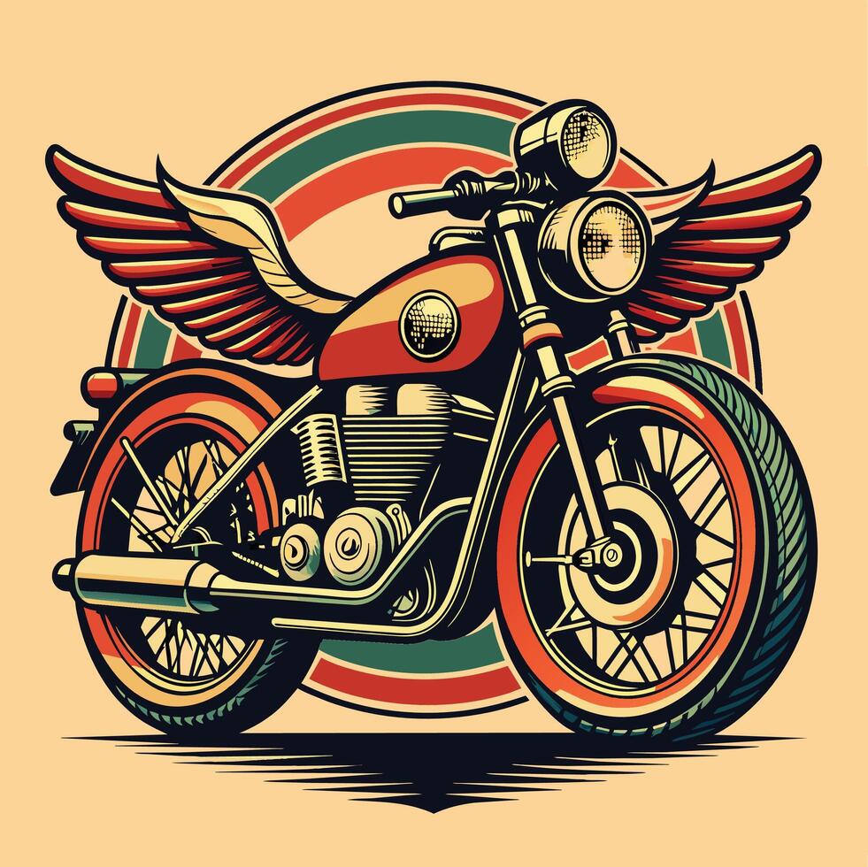 moto avec ailes . vecteur illustration dans rétro style.