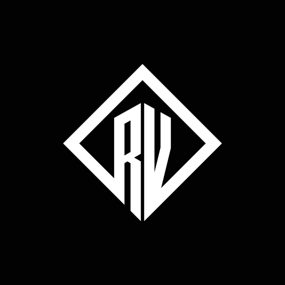 monogramme du logo rv avec modèle de conception de style rotation carrée vecteur