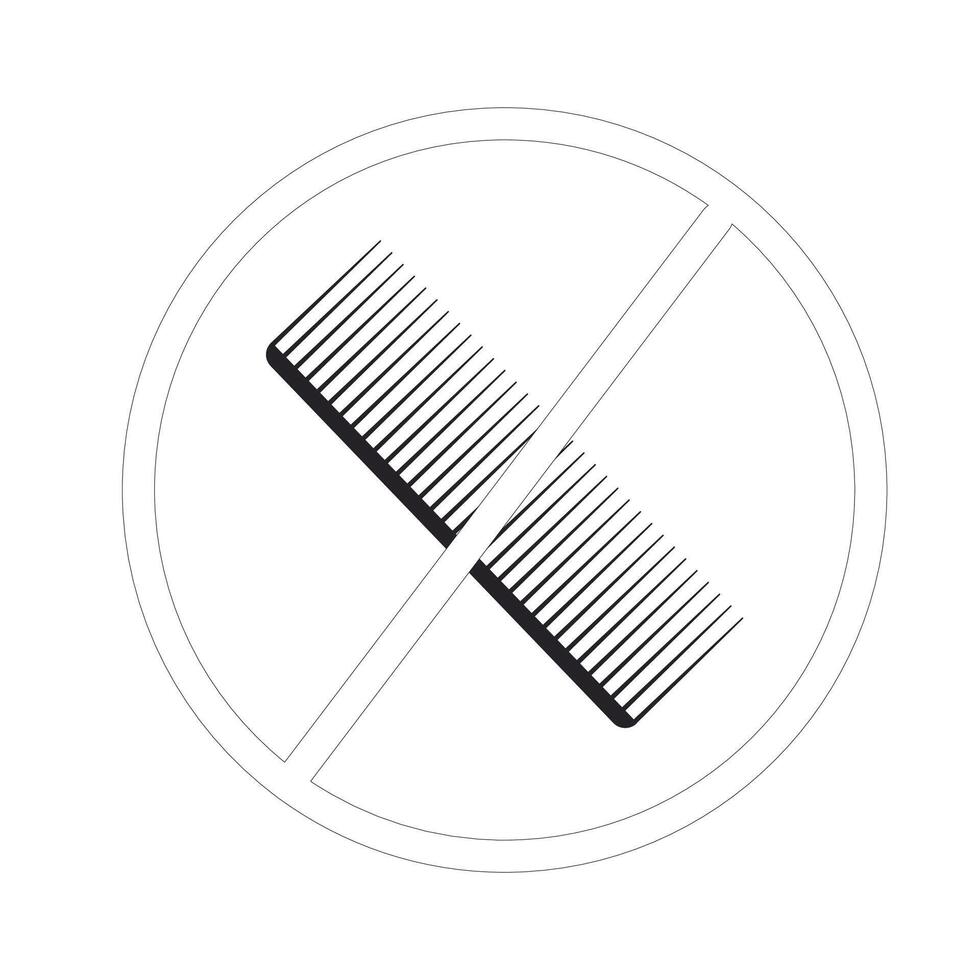 peigne cheveux peigne signe. éviter à brosse cheveux symbole. vecteur