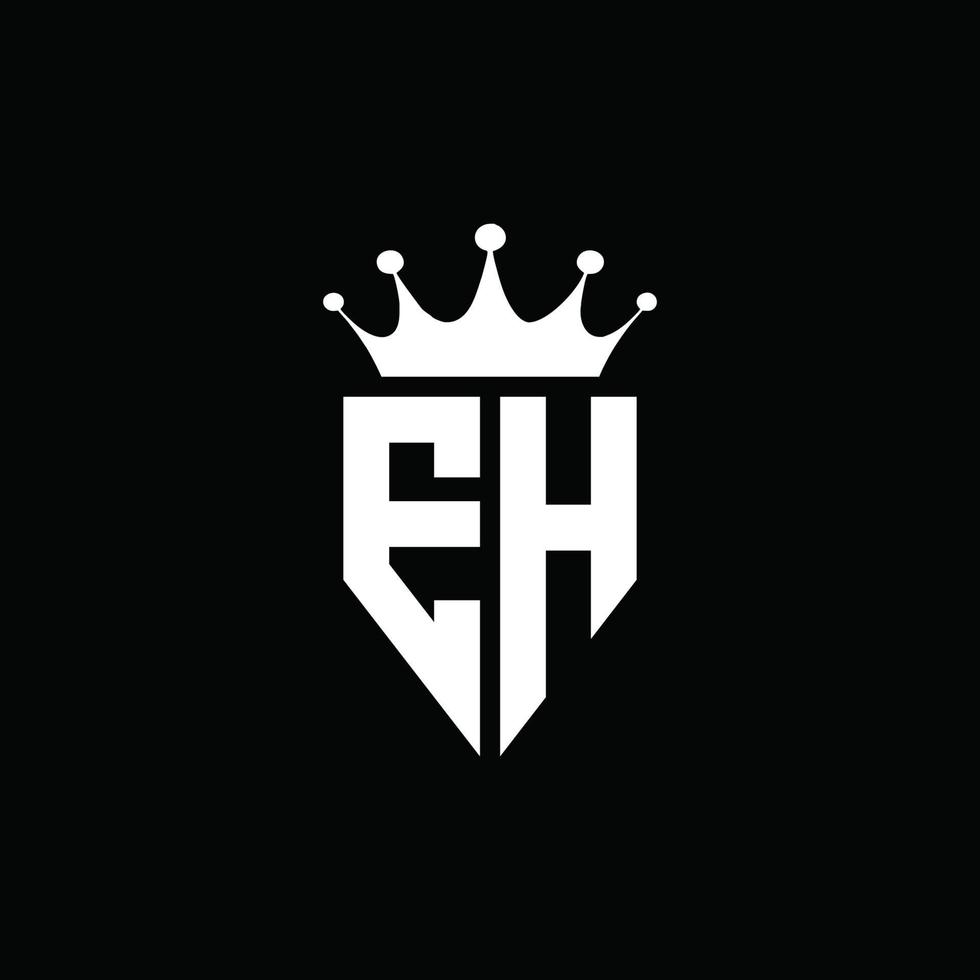 eh logo monogramme style emblème avec modèle de conception de forme de couronne vecteur