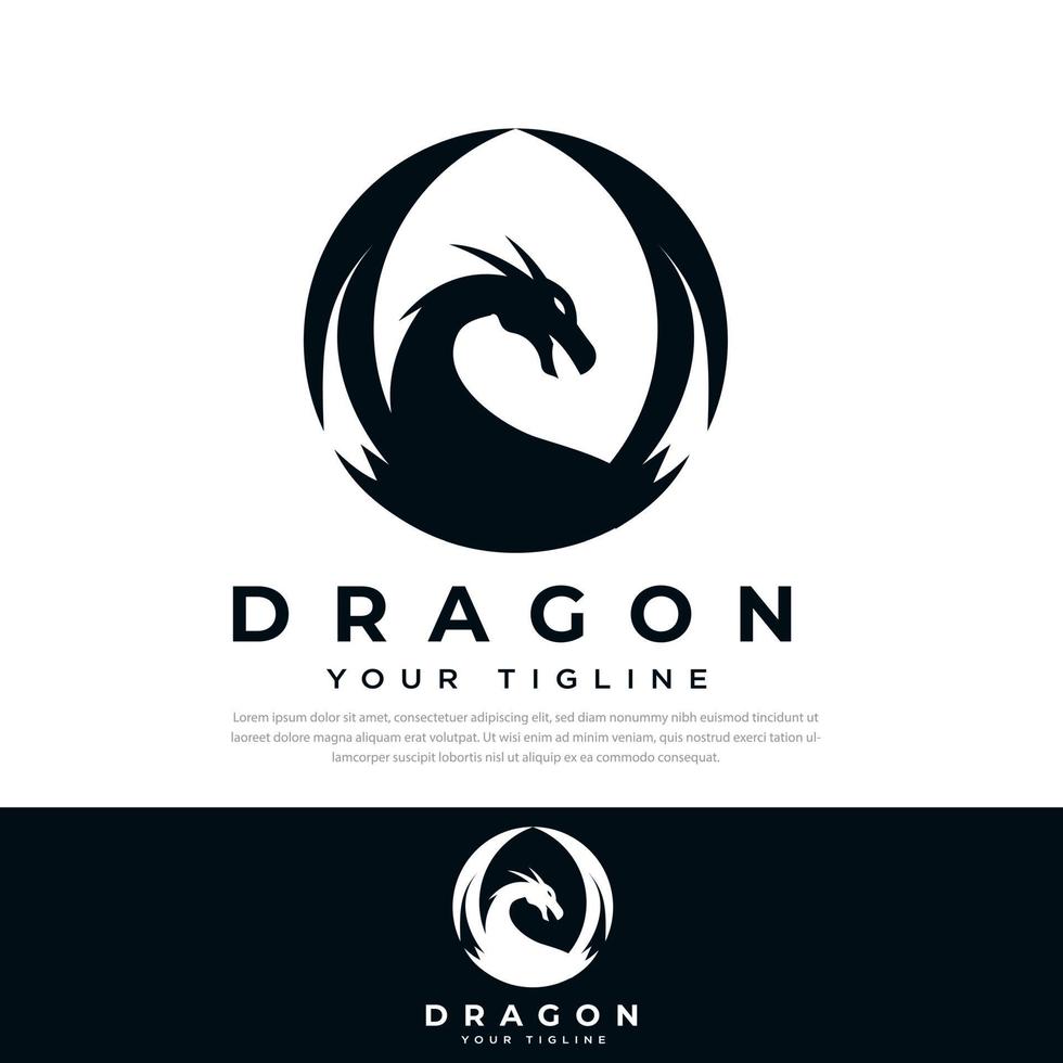 modèle de silhouette de vecteur de logo de dragon