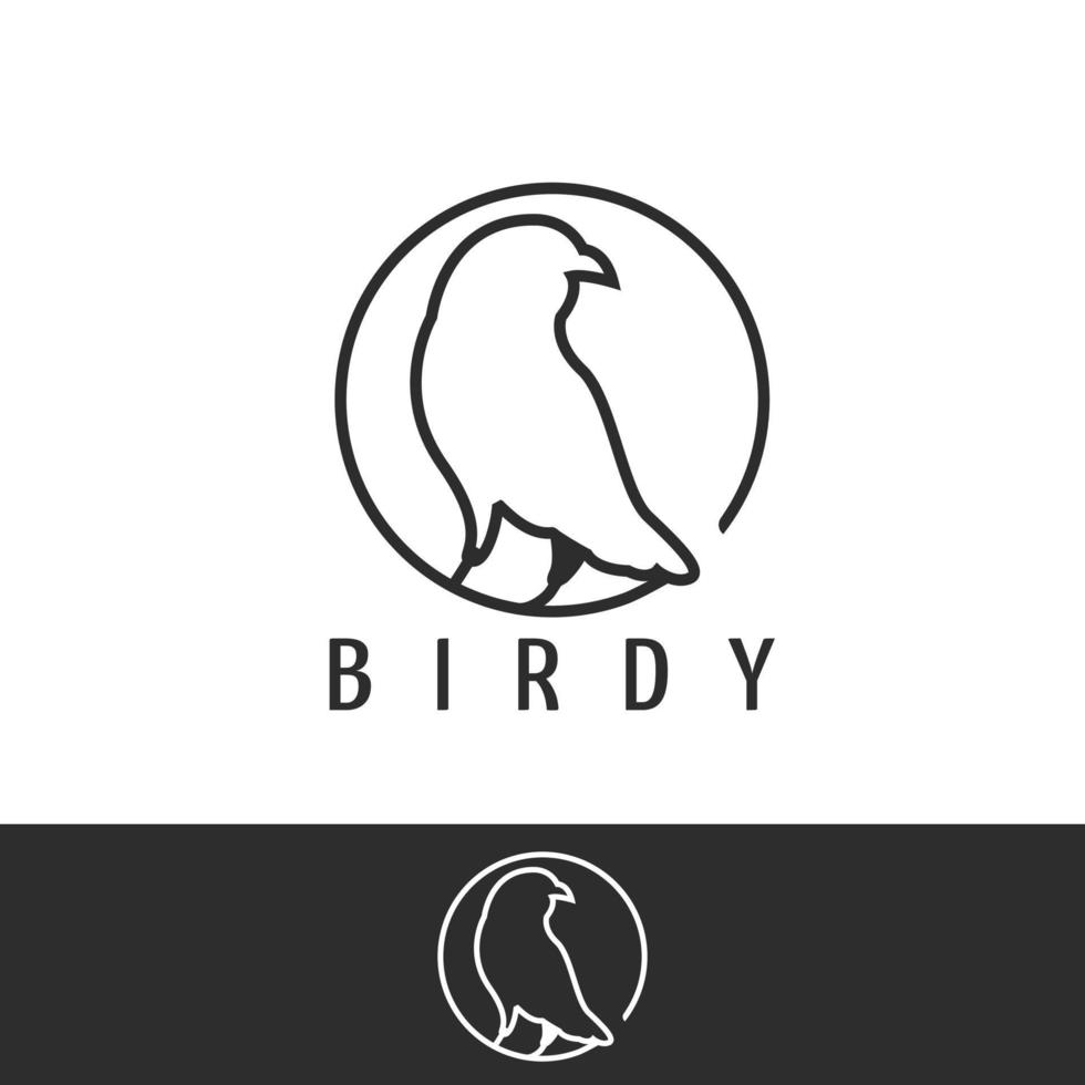 logo de type de style de ligne d'oiseau sur la conception de vecteur d'oiseau de cercle de branche