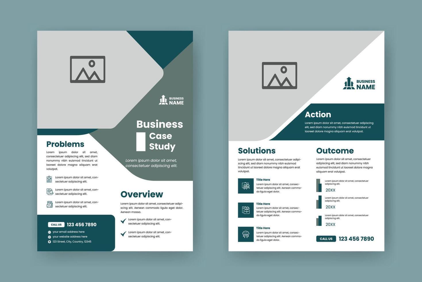 Cas étude disposition prospectus. minimaliste affaires rapport avec Facile conception. vecteur