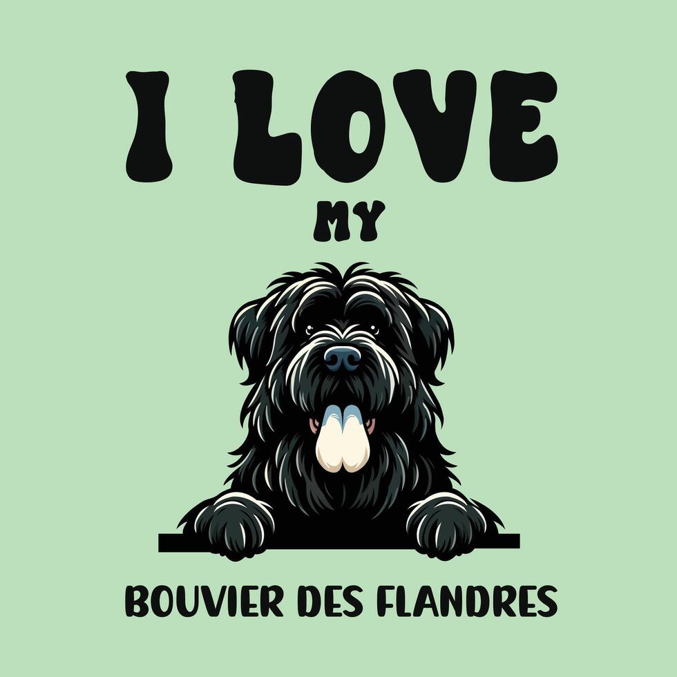 je l'amour mon Bouvier des Flandre chien T-shirt conception vecteur