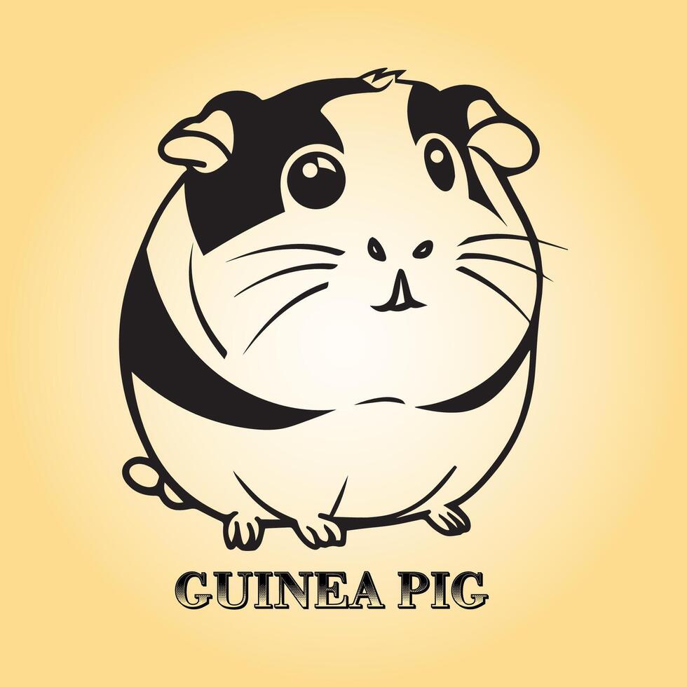 ai généré Guinée porc est une séance vecteur illustration dans noir et blanc