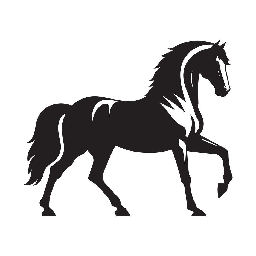 ai généré noir et blanc cheval silhouette vecteur illustration