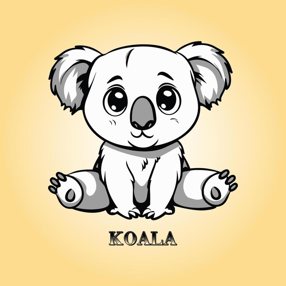 ai généré une koala dessin animé vecteur illustration est sur une Jaune Contexte