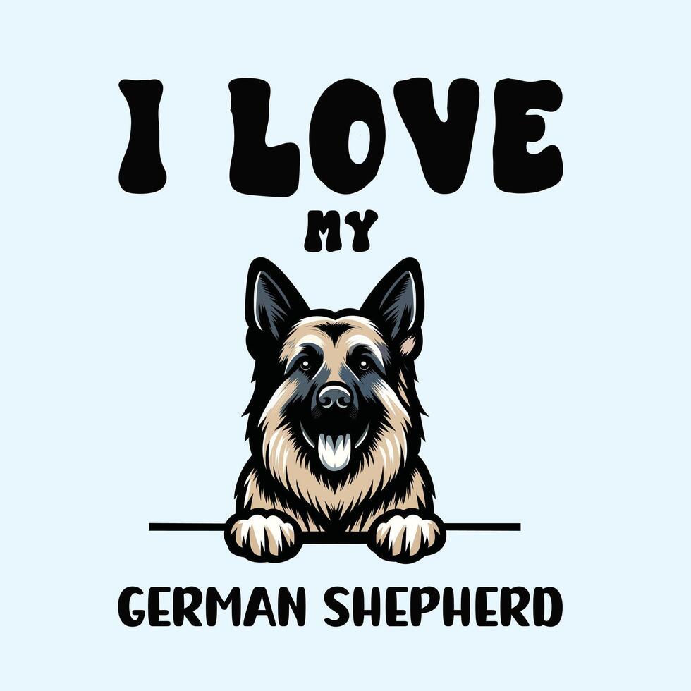 je l'amour mon allemand berger chien T-shirt conception vecteur