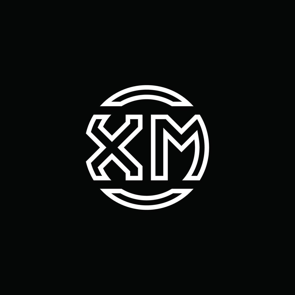 monogramme de logo xm avec modèle de conception arrondi de cercle d'espace négatif vecteur