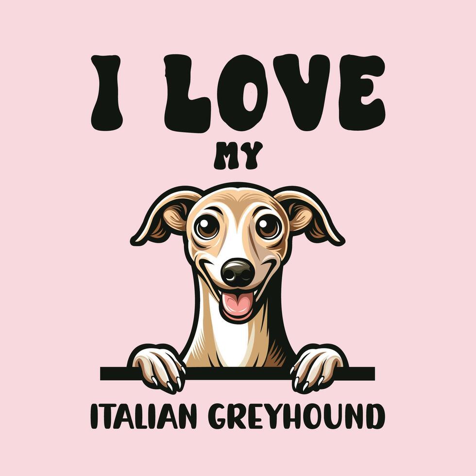 je l'amour mon italien levrette chien T-shirt conception vecteur