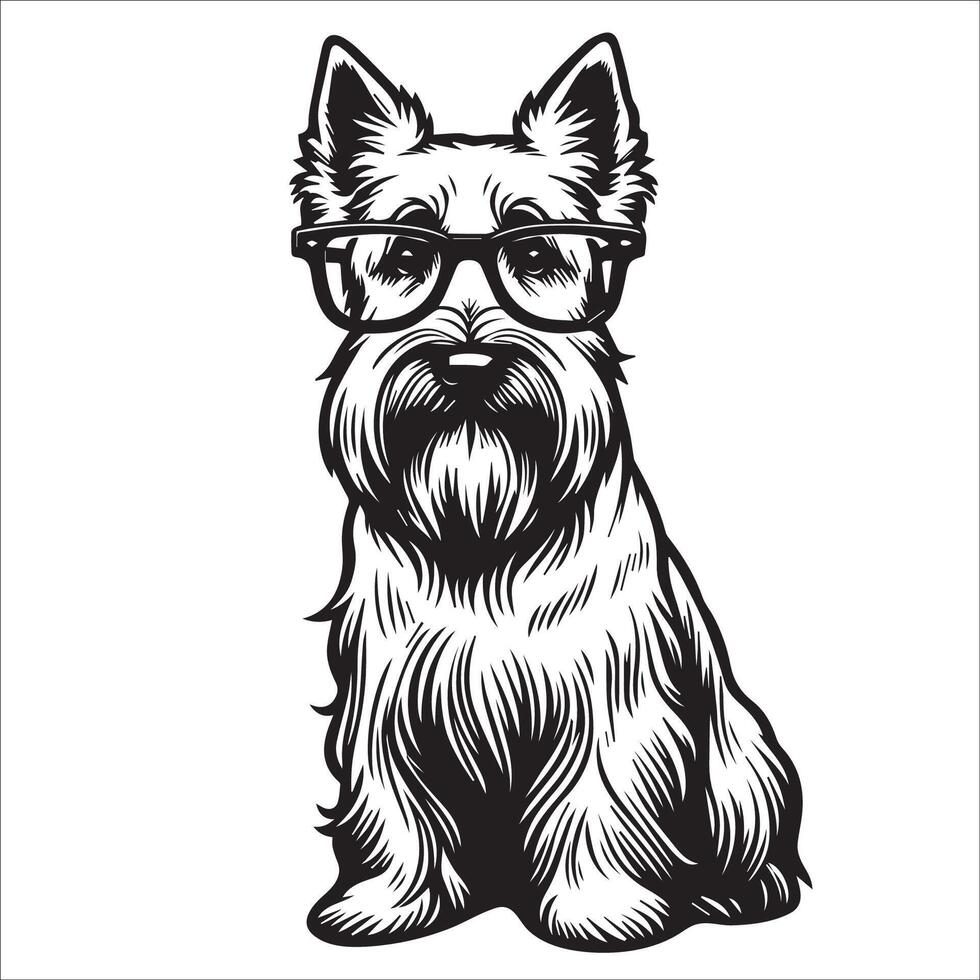 ai généré Écossais terrier chien portant des lunettes de soleil illustration vecteur