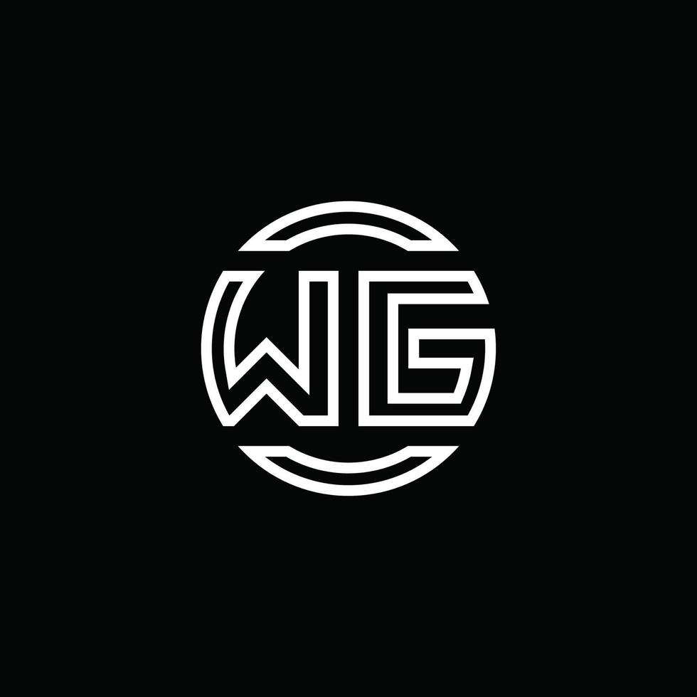 monogramme du logo wg avec un modèle de conception arrondi de cercle d'espace négatif vecteur