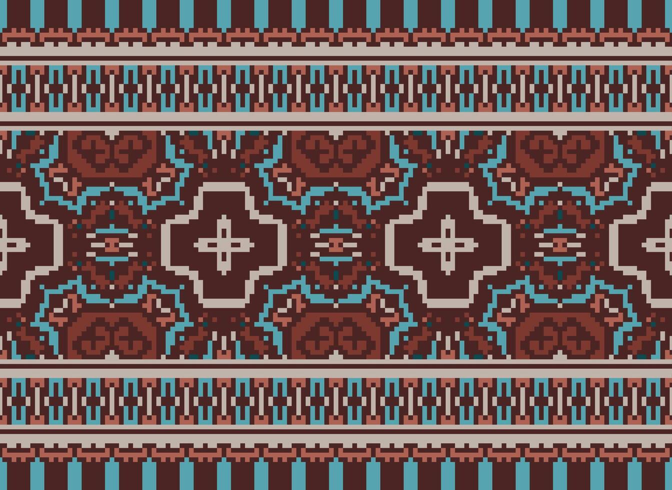 traverser point frontière. broderie traverser point. ethnique motifs. géométrique ethnique Indien modèle. originaire de ethnique motif.texture textile en tissu Vêtements tricots imprimer. pixel horizontal sans couture vecteur. vecteur