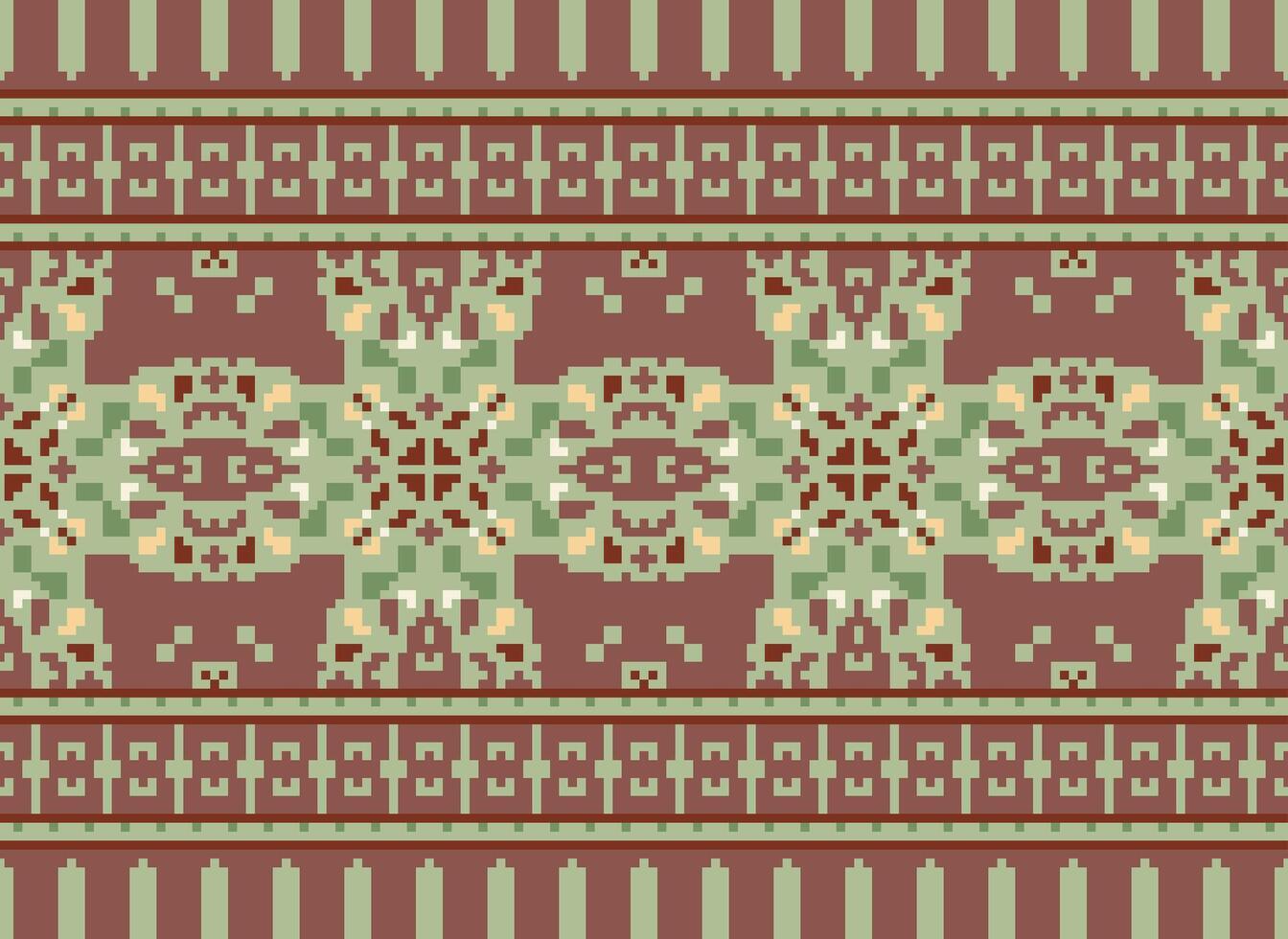 traverser point frontière. broderie traverser point. ethnique motifs. géométrique ethnique Indien modèle. originaire de ethnique motif.texture textile en tissu Vêtements tricots imprimer. pixel horizontal sans couture vecteur. vecteur