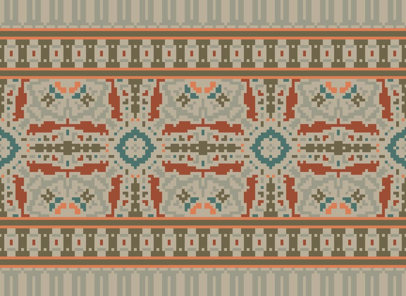 traverser point modèle avec floral conceptions. traditionnel traverser point travaux d'aiguille. géométrique ethnique modèle, broderie, textile ornementation, tissu, main cousu modèle, culturel piqûre pixel art. vecteur