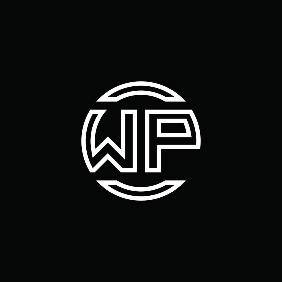 monogramme du logo wp avec modèle de conception arrondi de cercle d'espace négatif vecteur