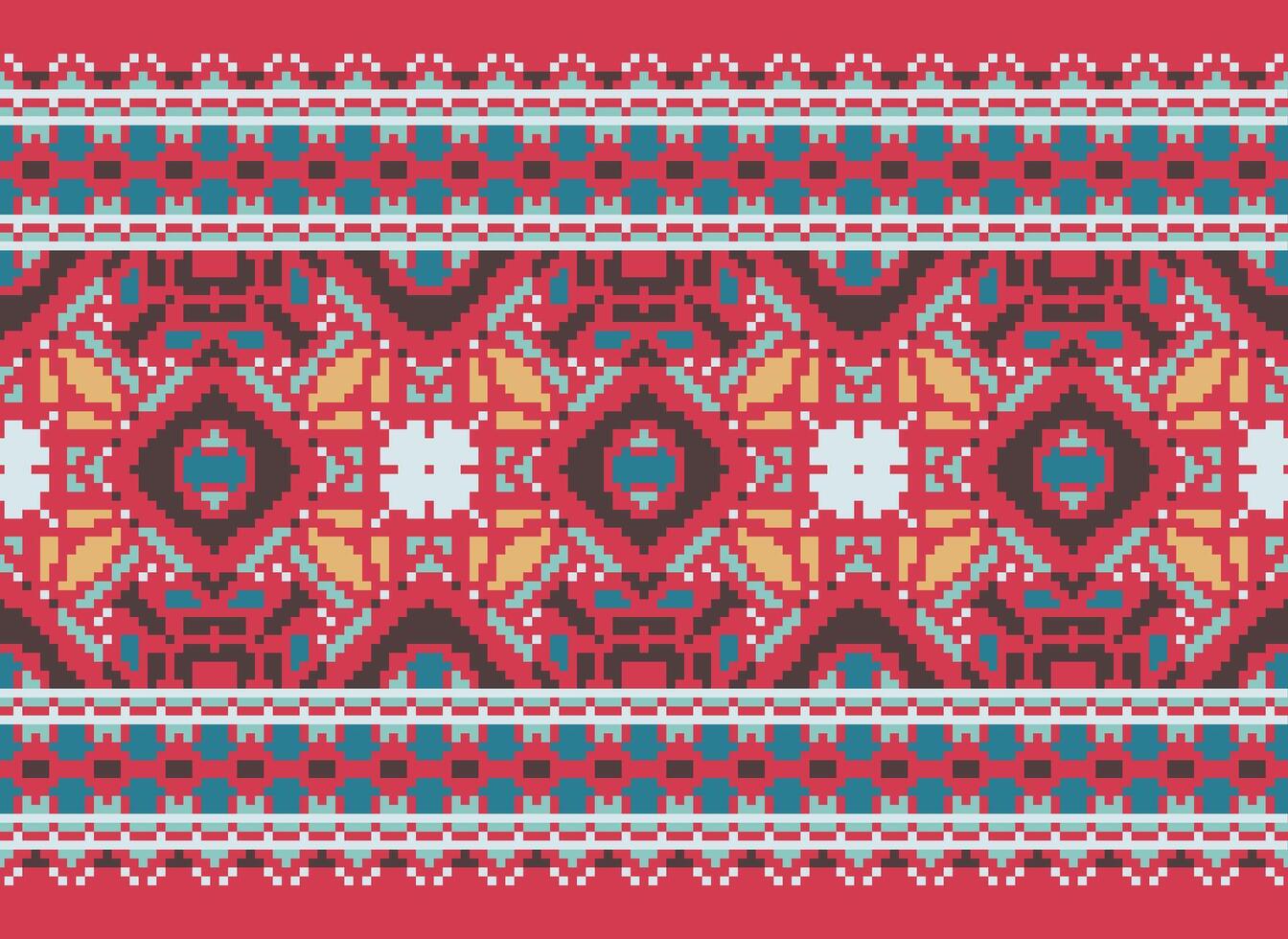 traverser point frontière. broderie traverser point. ethnique motifs. géométrique ethnique Indien modèle. originaire de ethnique motif.texture textile en tissu Vêtements tricots imprimer. pixel horizontal sans couture vecteur. vecteur