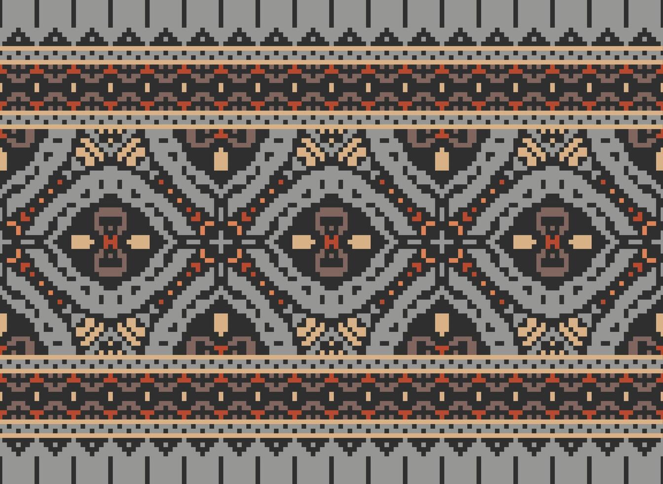 traverser point modèle avec floral conceptions. traditionnel traverser point travaux d'aiguille. géométrique ethnique modèle, broderie, textile ornementation, tissu, main cousu modèle, culturel piqûre pixel art. vecteur