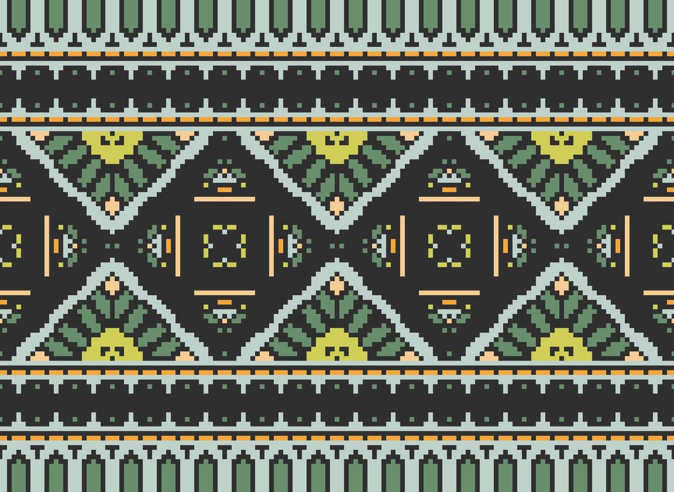 traverser point modèle avec floral conceptions. traditionnel traverser point travaux d'aiguille. géométrique ethnique modèle, broderie, textile ornementation, tissu, main cousu modèle, culturel piqûre pixel art. vecteur