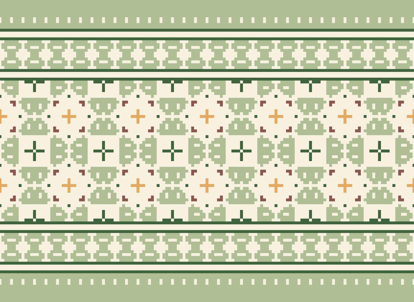 une floral pixel art modèle sur gris arrière-plan.géométrique ethnique Oriental broderie vecteur illustration. pixel style, abstrait arrière-plan, traverser point.design pour texture, tissu, chiffon, foulard, impression
