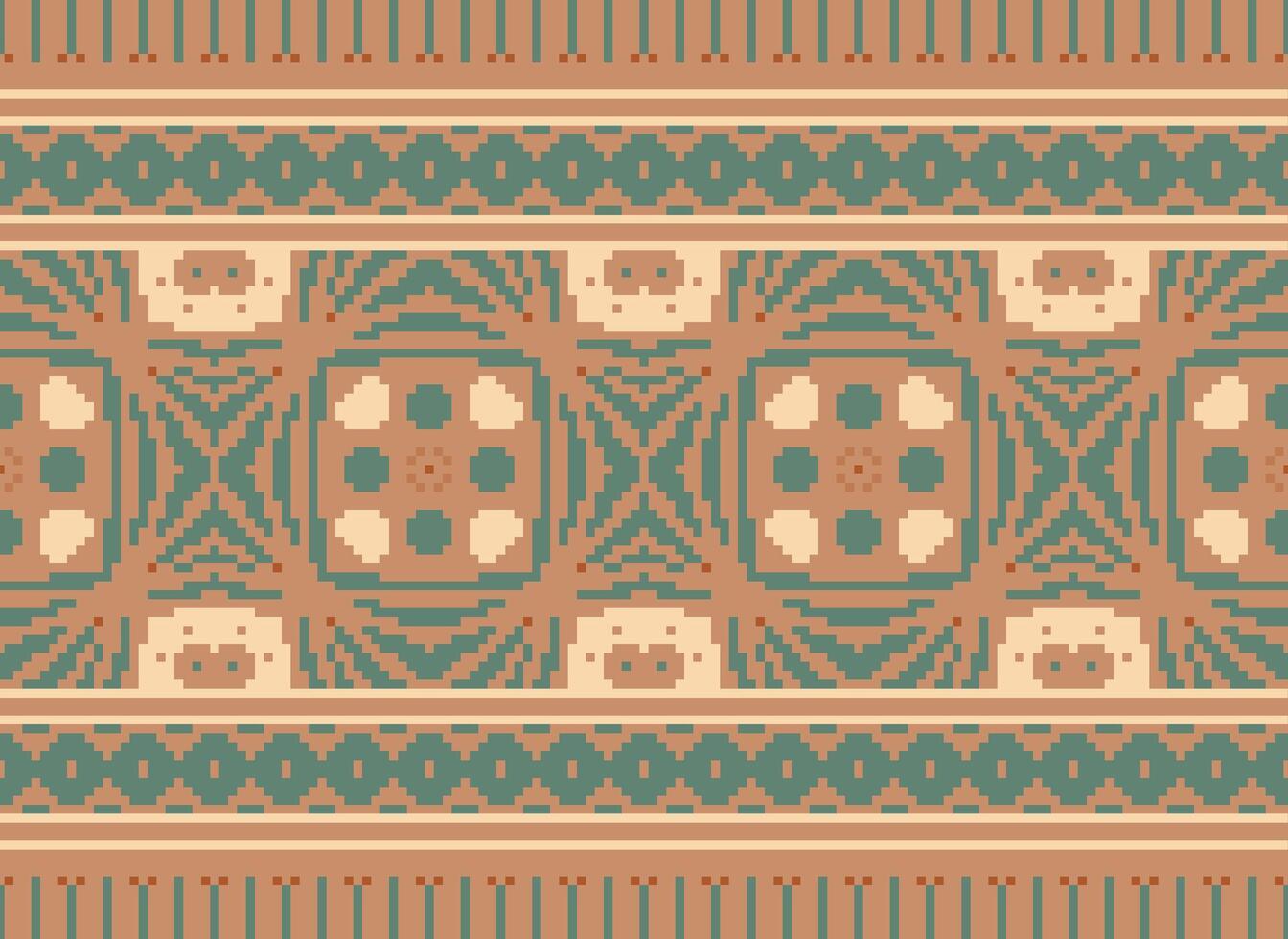 traverser point frontière. broderie traverser point. ethnique motifs. géométrique ethnique Indien modèle. originaire de ethnique motif.texture textile en tissu Vêtements tricots imprimer. pixel horizontal sans couture vecteur. vecteur