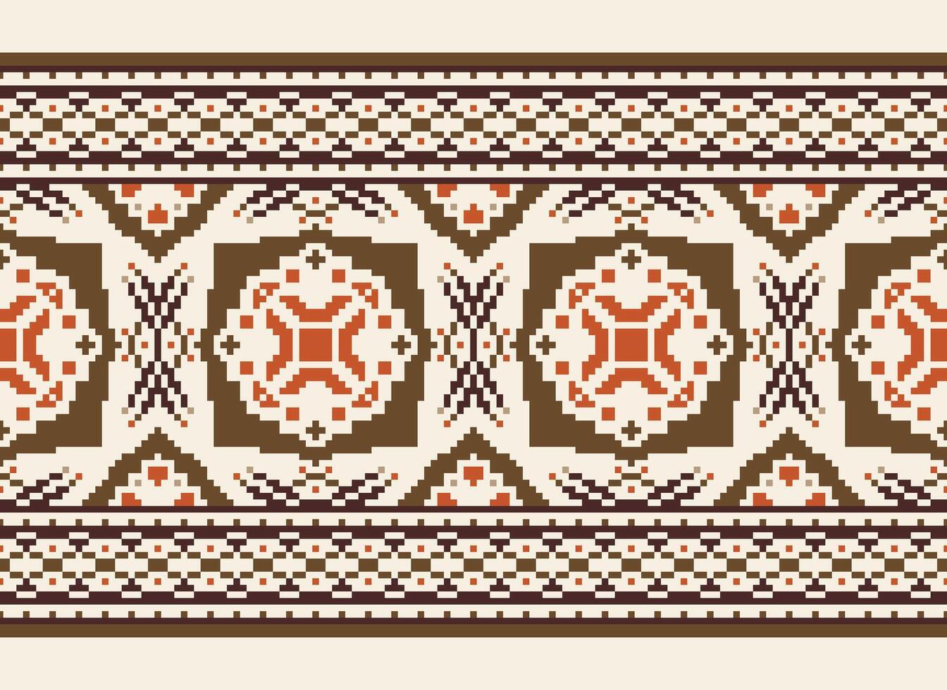 traverser point modèle avec floral conceptions. traditionnel traverser point travaux d'aiguille. géométrique ethnique modèle, broderie, textile ornementation, tissu, main cousu modèle, culturel piqûre pixel art. vecteur