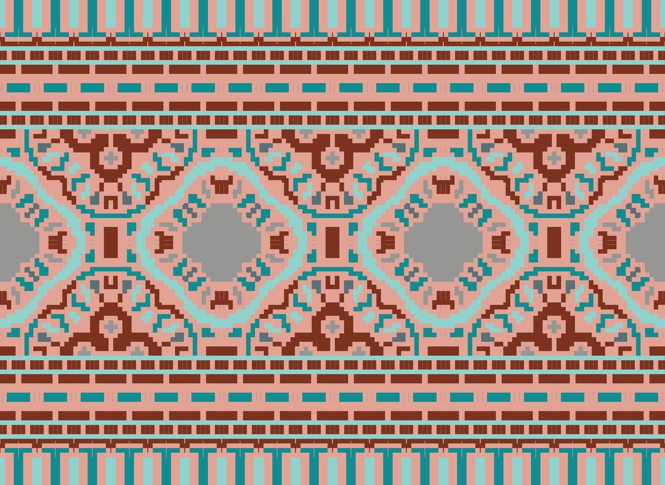 traverser point modèle avec floral conceptions. traditionnel traverser point travaux d'aiguille. géométrique ethnique modèle, broderie, textile ornementation, tissu, main cousu modèle, culturel piqûre pixel art. vecteur