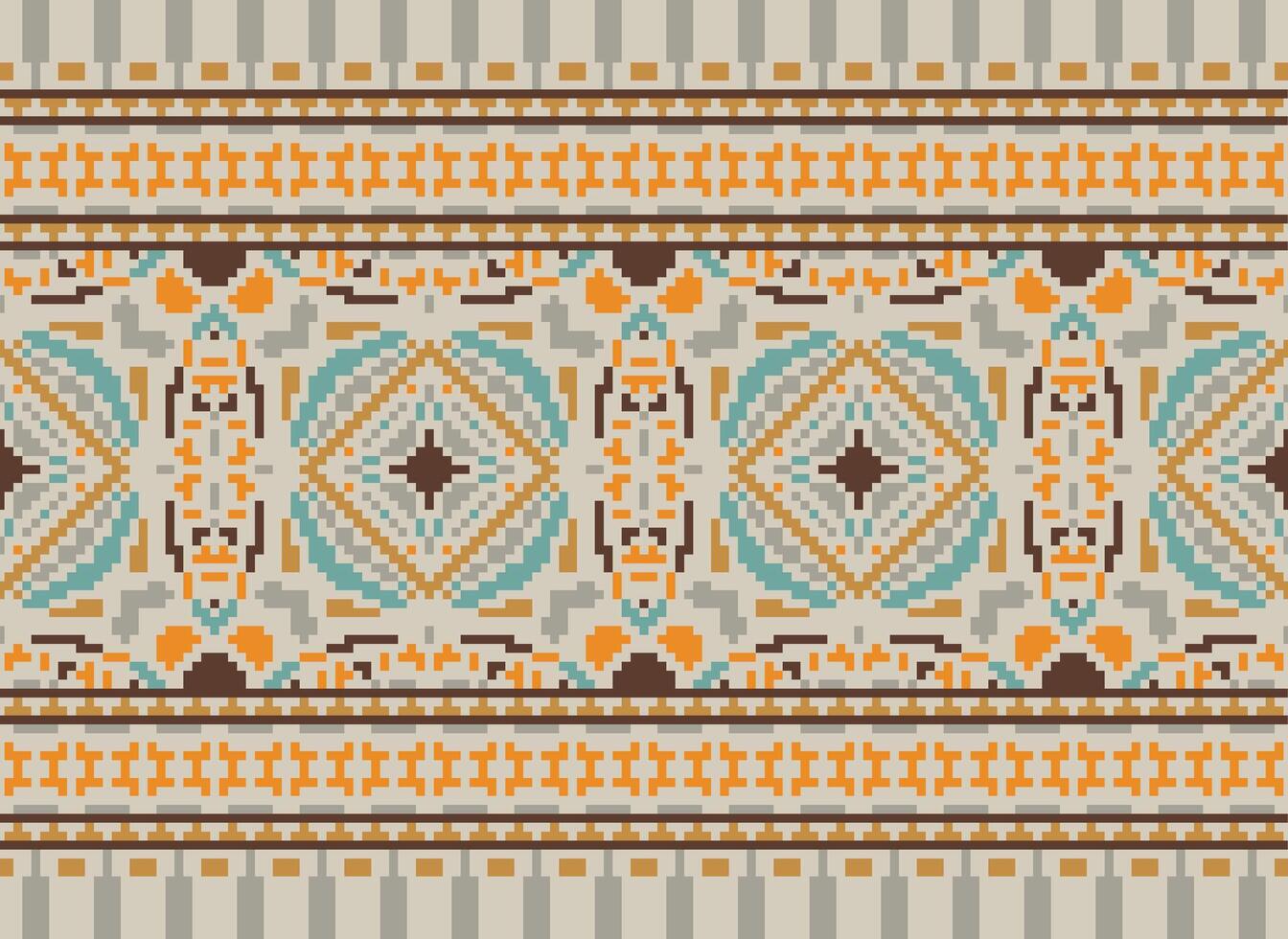 traverser point modèle avec floral conceptions. traditionnel traverser point travaux d'aiguille. géométrique ethnique modèle, broderie, textile ornementation, tissu, main cousu modèle, culturel piqûre pixel art. vecteur