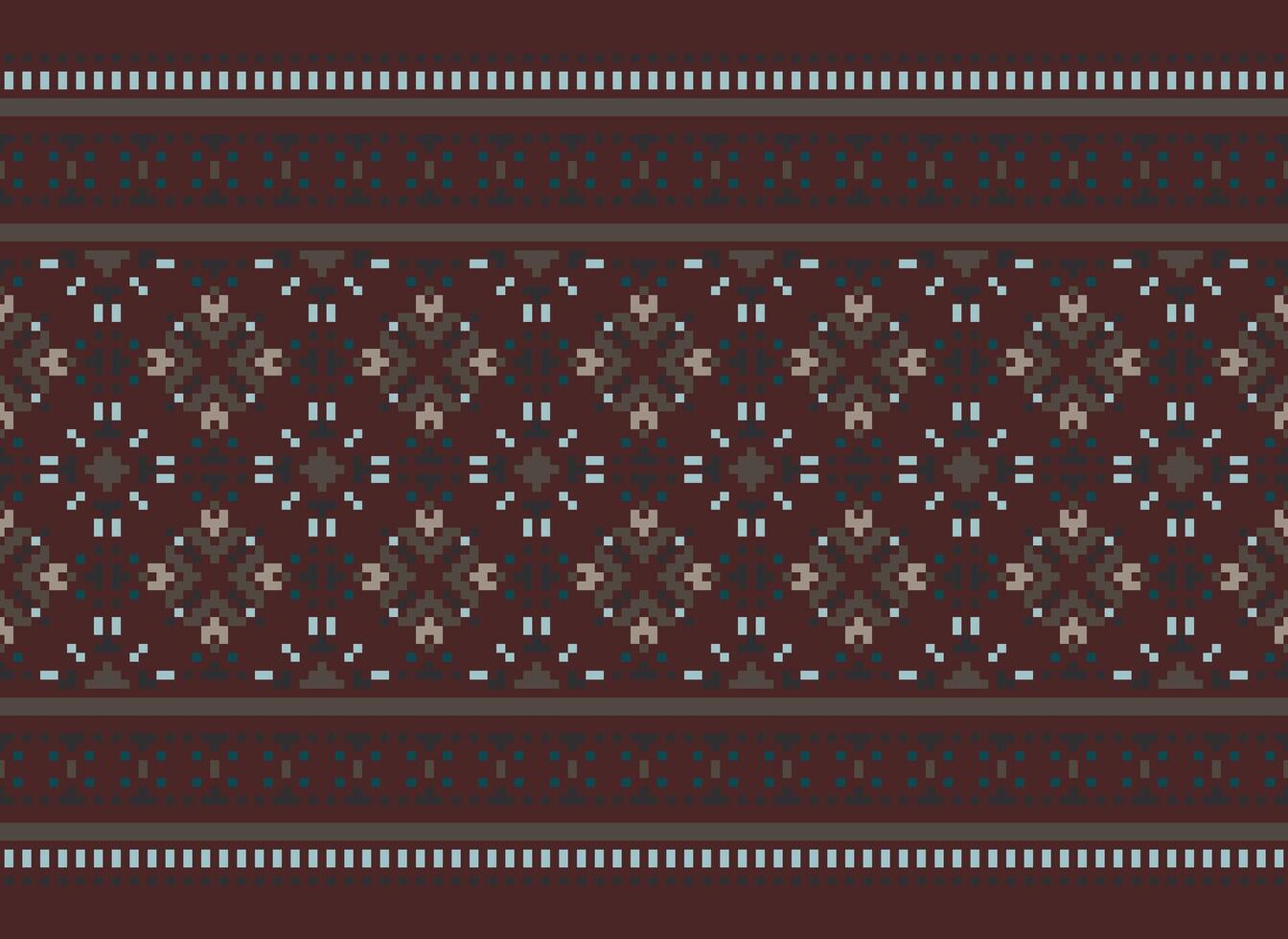 une floral pixel art modèle sur gris arrière-plan.géométrique ethnique Oriental broderie vecteur illustration. pixel style, abstrait arrière-plan, traverser point.design pour texture, tissu, chiffon, foulard, impression