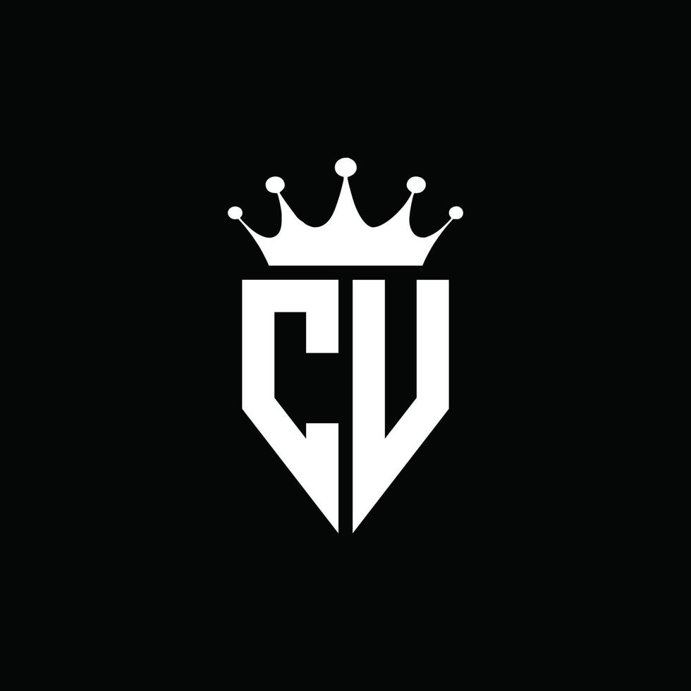 cv logo monogramme style emblème avec modèle de conception de forme de couronne vecteur