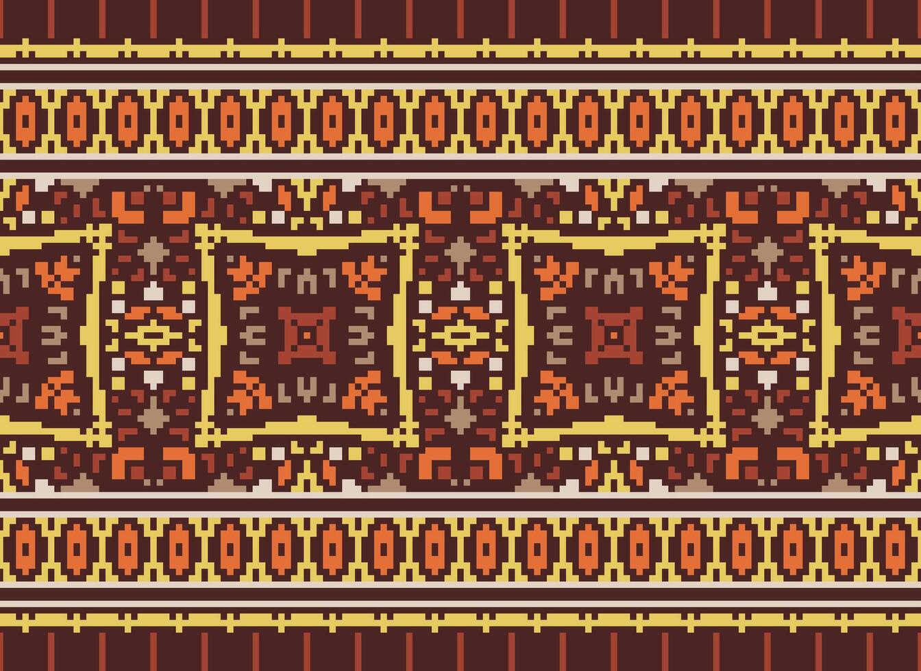 traverser point frontière. broderie traverser point. ethnique motifs. géométrique ethnique Indien modèle. originaire de ethnique motif.texture textile en tissu Vêtements tricots imprimer. pixel horizontal sans couture vecteur. vecteur