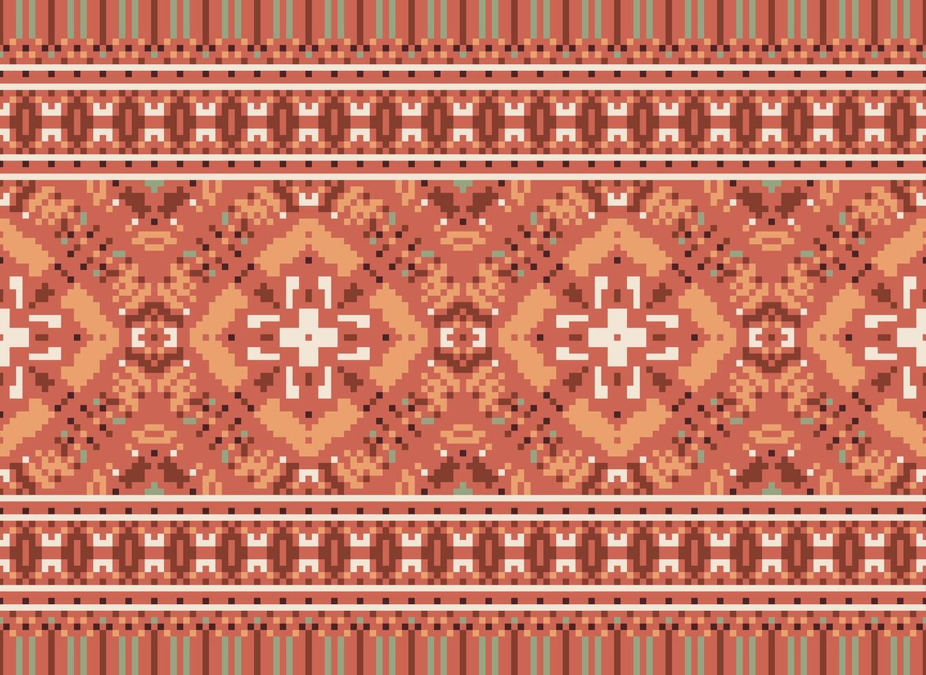 traverser point frontière. broderie traverser point. ethnique motifs. géométrique ethnique Indien modèle. originaire de ethnique motif.texture textile en tissu Vêtements tricots imprimer. pixel horizontal sans couture vecteur. vecteur