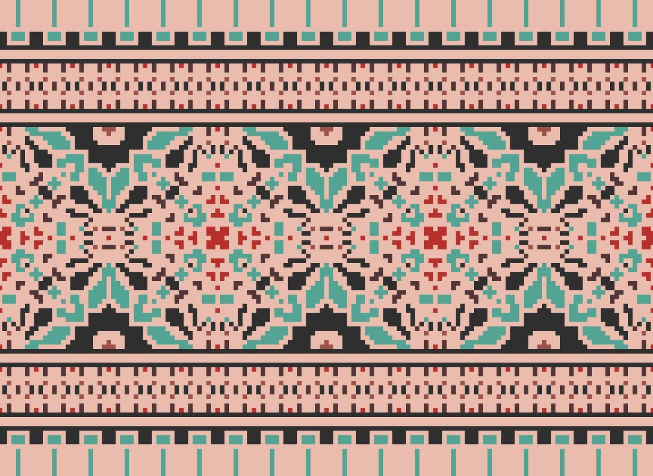 pixel ethnique modèle vecteur Contexte. sans couture modèle traditionnel, conception pour arrière-plan, fond d'écran, batique, tissu, tapis, vêtements, emballage, et textile.ethnique modèle vecteur illustration.