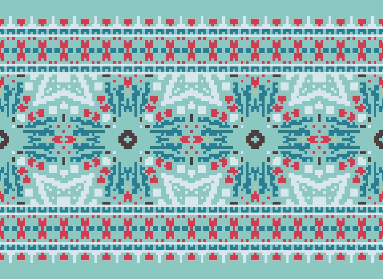 traverser point frontière. broderie traverser point. ethnique motifs. géométrique ethnique Indien modèle. originaire de ethnique motif.texture textile en tissu Vêtements tricots imprimer. pixel horizontal sans couture vecteur. vecteur