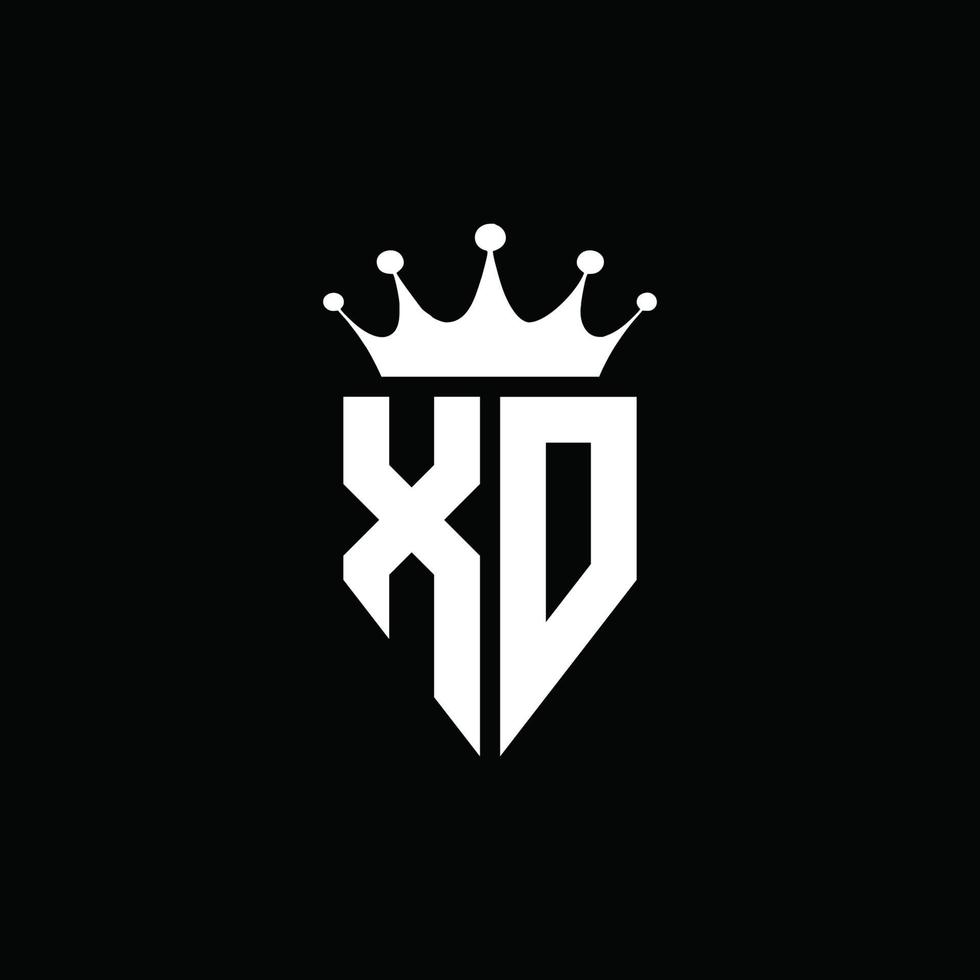 style d'emblème monogramme logo xd avec modèle de conception de forme de couronne vecteur