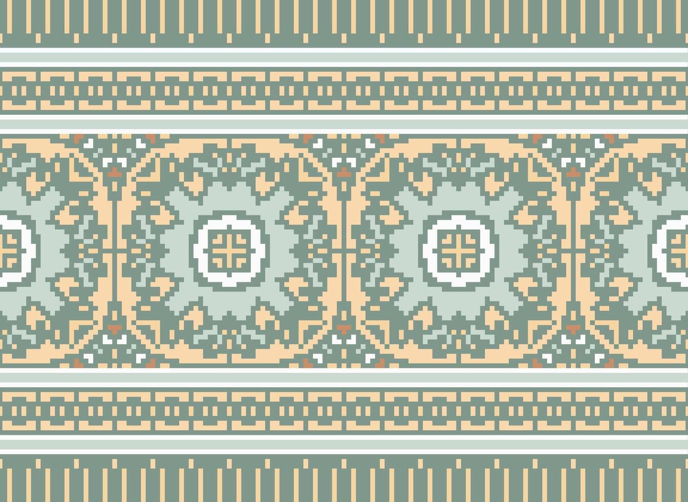 traverser point frontière. broderie traverser point. ethnique motifs. géométrique ethnique Indien modèle. originaire de ethnique motif.texture textile en tissu Vêtements tricots imprimer. pixel horizontal sans couture vecteur. vecteur