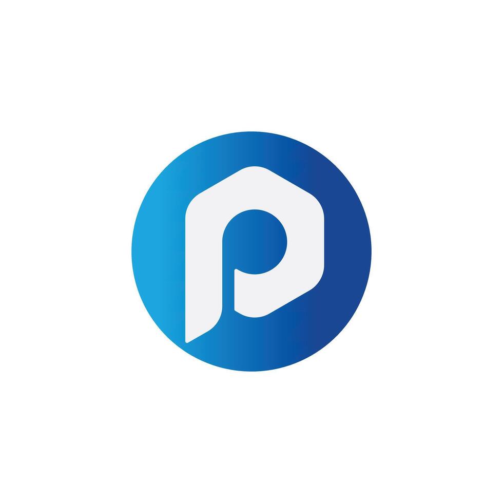 bleu pente logo p alphabet lettre conception. vecteur