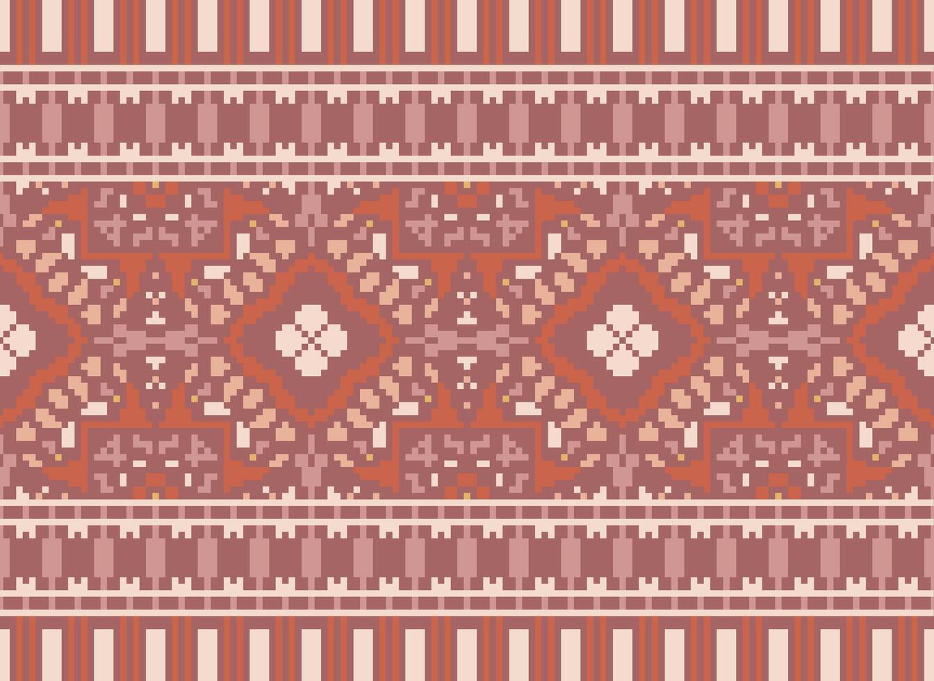 traverser point broderie. ethnique motifs. originaire de style. traditionnel conception pour texture, textile, tissu, vêtements, tricots, imprimer. géométrique pixel horizontal sans couture vecteur. vecteur