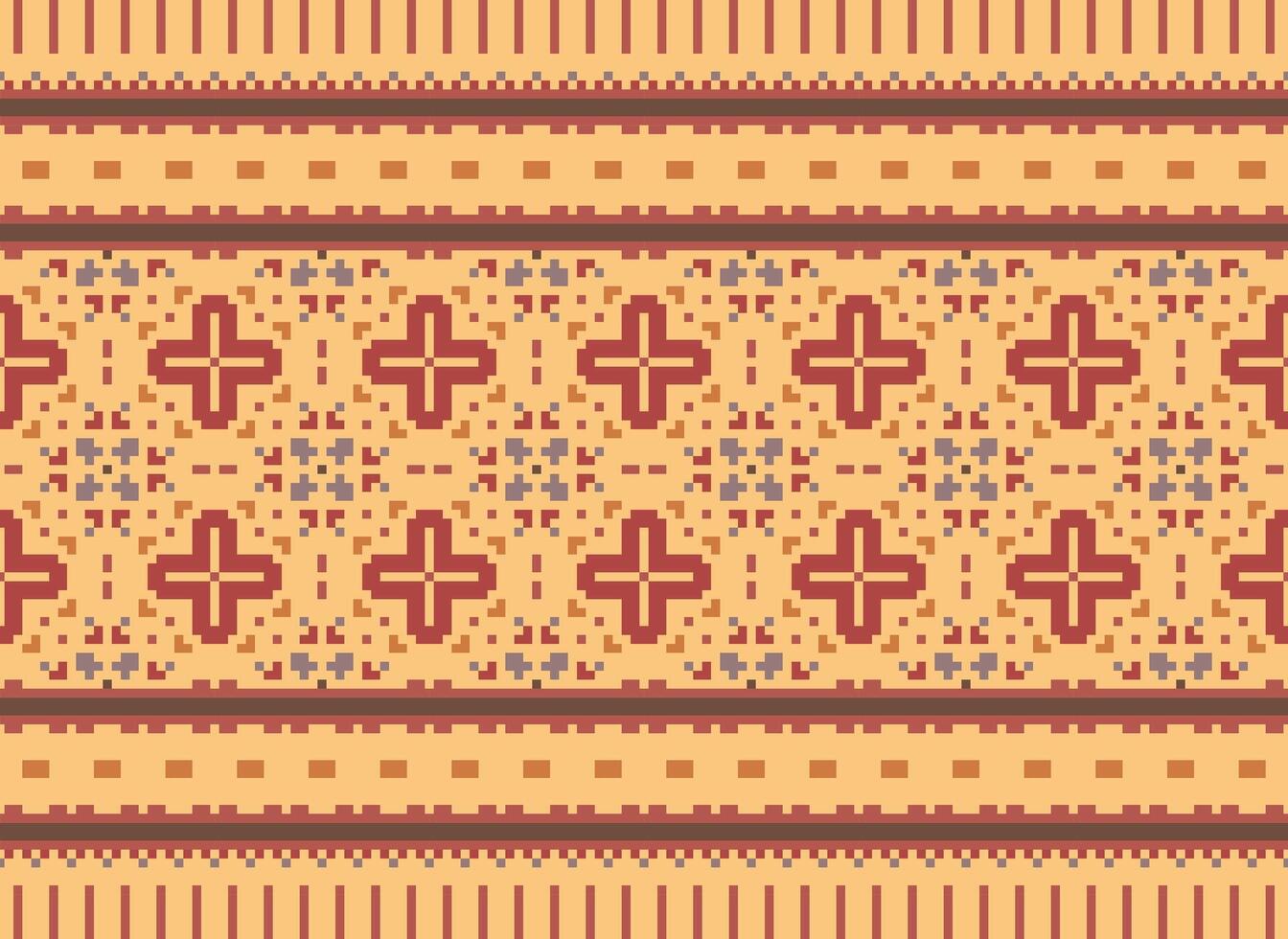 une floral pixel art modèle sur gris arrière-plan.géométrique ethnique Oriental broderie vecteur illustration. pixel style, abstrait arrière-plan, traverser point.design pour texture, tissu, chiffon, foulard, impression