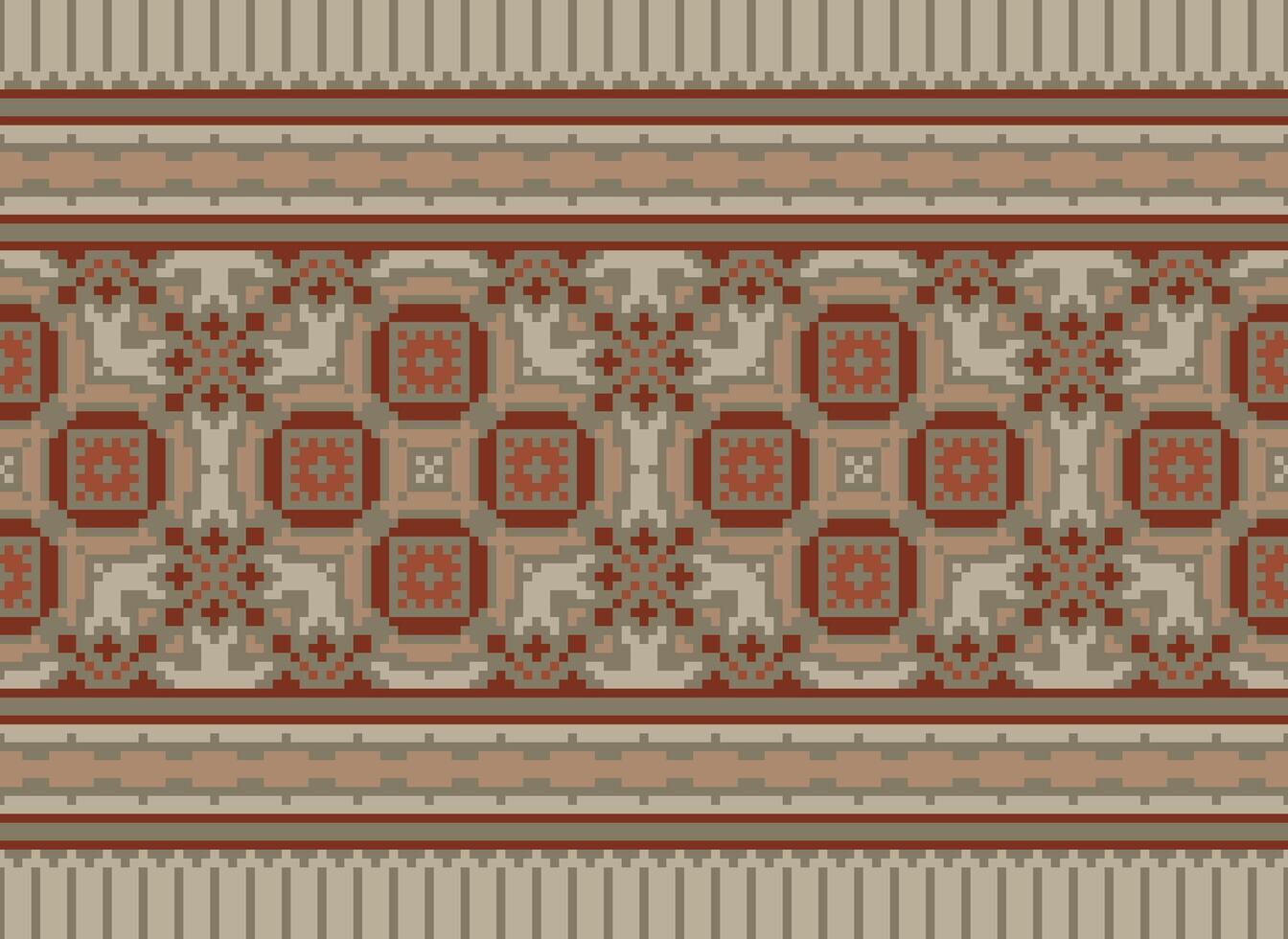 traverser point modèle avec floral conceptions. traditionnel traverser point travaux d'aiguille. géométrique ethnique modèle, broderie, textile ornementation, tissu, main cousu modèle, culturel piqûre pixel art. vecteur