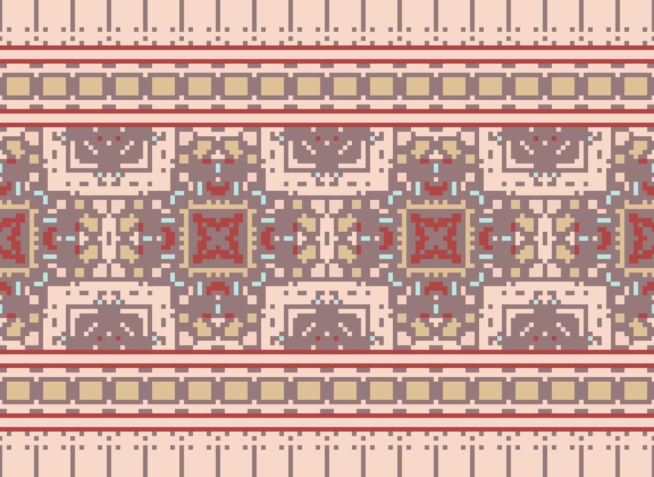 pixel ethnique modèle vecteur Contexte. sans couture modèle traditionnel, conception pour arrière-plan, fond d'écran, batique, tissu, tapis, vêtements, emballage, et textile.ethnique modèle vecteur illustration.